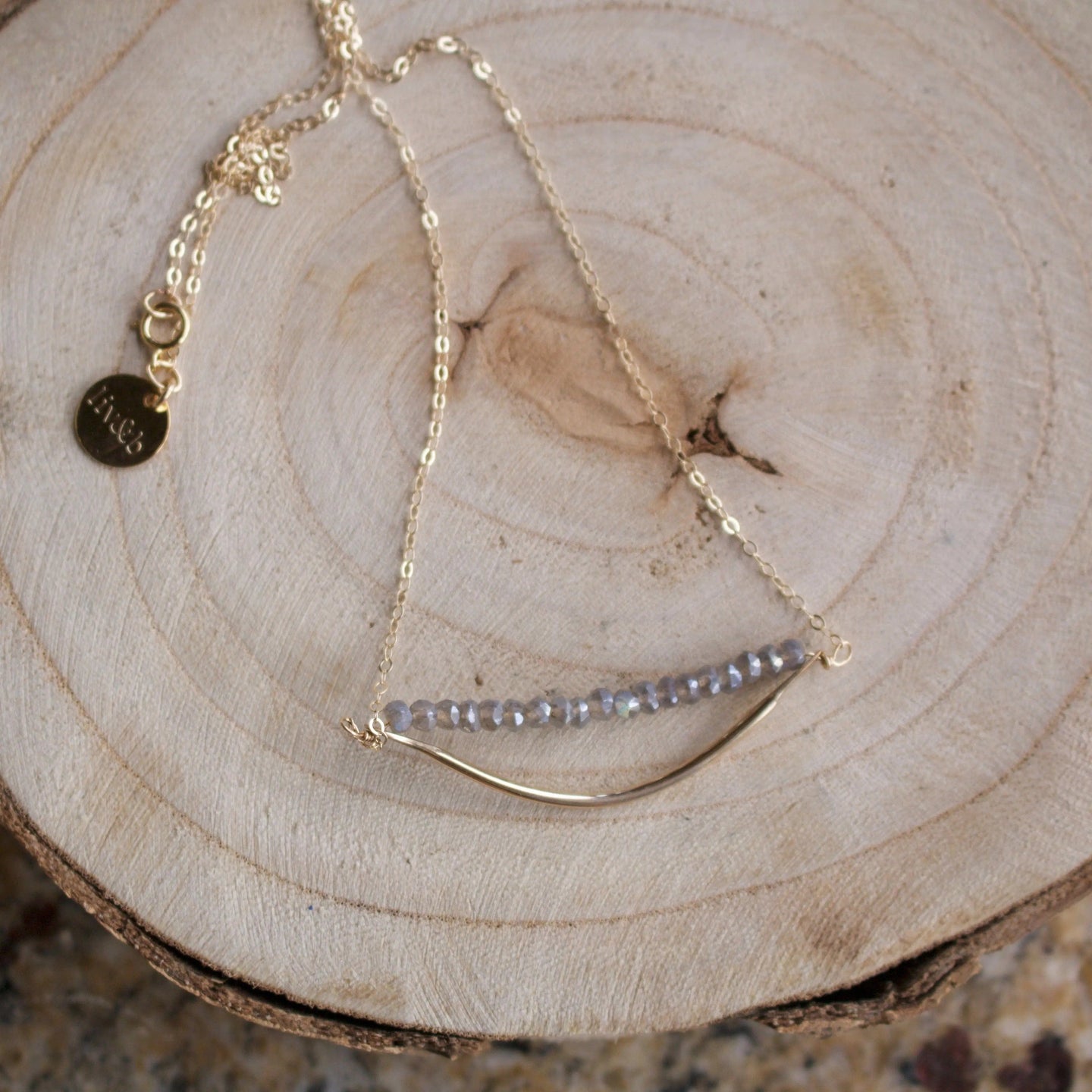 Marin Gemstone Bar Gold Fill Necklace Liv & B Designs